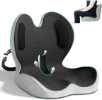 Memory Foam Seat Cushion,Office Chair Cushion with Lumbar Support,L-Shape Ergonomic Cushions with Strap,Non-Slip Sciatica,Hemorrhoids, Tailbone Pain Relief for Office Workers,Driver (Black+Light Gray)