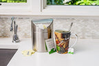 Estilo Mini Countertop Trash Can | Brushed Stainless Steel, Swing Top Lid Trash Bin, Silver 1.5 L / 0.40 Gallon | Kitchen Countertop, Bedroom, Bathroom, Home Office, Desktop, Table Top Trash Can