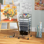 RELAX4LIFE 6-Drawer Rolling Storage Cart - Classroom Organization on Wheels w/Removable Plastic Drawers, Mobile Art Craft Cart for School Paper Home Office, Utility Cart with Drawers (Gradient Grey)