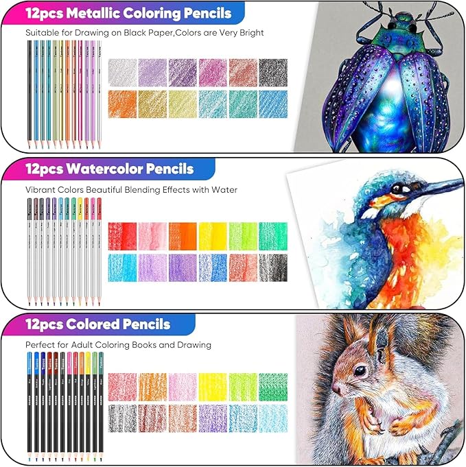 Taotree 81 Pack Art Supplies for Adults Artists Gifts, Pro Art Kit Drawing Pencils Set, Drawing Supplies Sketching Kit Sketch Book, Colored Graphite, Watercolor, Metallic, Charcoal Pencils Sketch Set