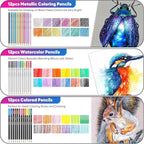 Taotree 81 Pack Art Supplies for Adults Artists Gifts, Pro Art Kit Drawing Pencils Set, Drawing Supplies Sketching Kit Sketch Book, Colored Graphite, Watercolor, Metallic, Charcoal Pencils Sketch Set