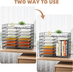 Marbrasse Desktop Literature Organizer, 12 Compartments Mesh Paper Organizer Desk Organizers, Adjustable File Sorter Mail Center Paper Storage Cabinet Classroom Mailbox for Office Home School, Black