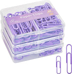 NEEWAY Colorful Paper Clips Assorted Sizes, Small and Large Paperclips, 210 Count, 3 Pack of 70 (Purple)
