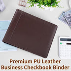 Antner 3 Ring Personal Check Binder for 3-on-a-Page End-Stub Deskbook & Personal 3 Holes or 9 Holes Small Size Checks, PU Leather Check Holder Checkbook Binder Cover with Zipper Pouch, Coffee