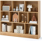 Tangkula 10-Cube Bookshelf, 47.5”L Floor Bookcase with 2 Anti-Tipping Kits, Freestanding Storage Organizer, 4-Tier Display Shelf for Home, Office & Dorms, Natural/White (Natural, 10-Cube)