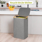 efluky Recycling Bin Holder 100L, 26 Gallon Trash Can with Lid, Garbage Bag Holder for Yellow Bags, Easy Removal, (Inner Bag Not Included) -Grey