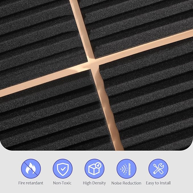 80 Pack Acoustic Foam Panels,1"X 12" X 12"Sound Proof Foam Panels,High Density Sound Absorbing Panels,Soundproof Wedges Panels for Studio Recording & Office & Home