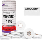 Perco Grocery Labels to fit Monarch 1110 Price Gun - 16 Rolls, 17,000 Labels with Ink Roll Included