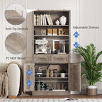 BORNOON 71.4" Tall Bookshelf with Drawers & Cabinet, 5-Tier Floor Standing Bookcase with Storage Doors, Adjustable Shelves & Metal Handles, 31.5" Wide Organizer for Home Office, Living Room