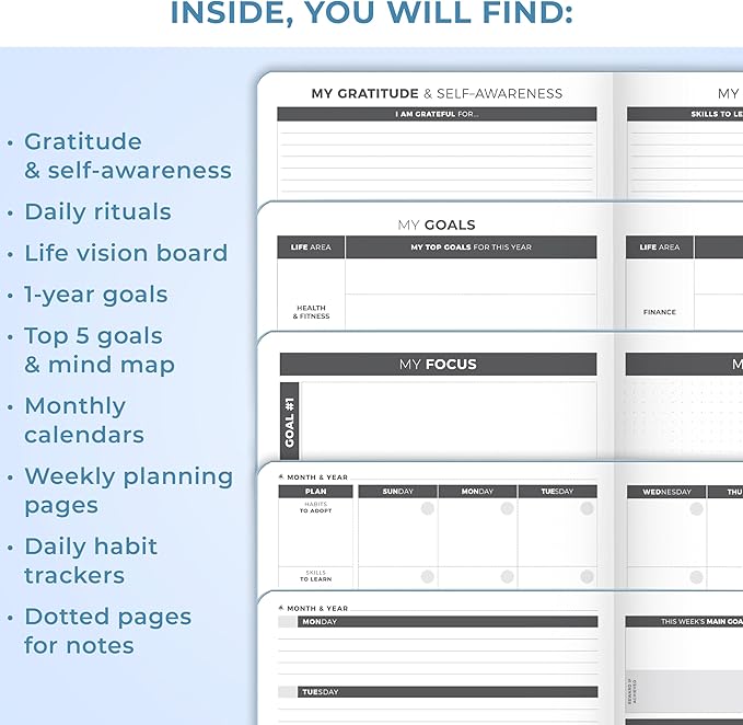 Clever Fox Planner Large – Undated Weekly & Monthly Planner for Productivity, Time Management & Goals – Organizer Journal – 7x10” (Periwinkle)