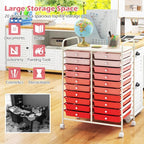 Happygrill 20-Drawer Organizer Cart Tools, Mobile Utility Storage Cart with Removable Drawers & Lockable Wheels, Rolling Storage Cart with wheels for Home Office School(Gradient Pink)