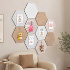 Fwpelt 15'' Large Hexagon Cork-Bulletin Board Tiles Adhesive Frameless 10 Pack 15 x 13 inch Hex Pin Corkboard Prayer Vision Cork Board for Office-Wall Decor, Hexagonal Tack Pinboard with 30 Push Pins