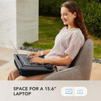 HUANUO Lap Laptop Desk - Portable Lap Desk with Pillow Cushion, Fits up to 15.6 inch Laptop, with Anti-Slip Strip & Storage Function for Home Office Students Use as Computer Laptop Stand - Black