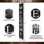 Tall Outdoor Welcome Sign - 6ft Black Rustic Modern Farmhouse Decor for Front Door & Porch