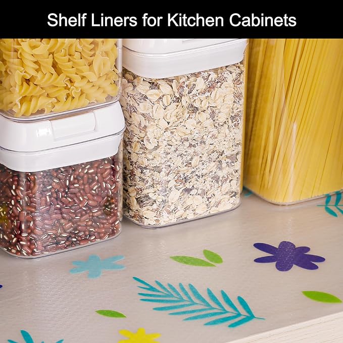 Cooyes Shelf Liner – Premium Non-Adhesive Cabinet & Drawer Liner for Kitchen – Waterproof Shelf Paper with Modern Pattern – Durable EVA Cabinet Mat – Easy to Cut （12" W x 360" L）