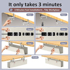 Cotohim Under Desk Cable Management Tray - Under Desk Cord Management - Clamp/Screw Mount - Fabric Wire Management - Cable Raceways Tray Cord Hiders for Office/Home (Beige, 35.8"×5.6")