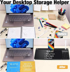 Glass Desktop Whiteboard with Calculator & Storage, Desk Dry Erase Note Memo Board, Compact Desk Organizer for Desk, Office, School Supplies, Black, 2026