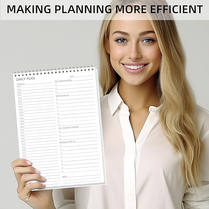 To Do List Notepad Half-Hour Hourly Schedules - Daily Planner Notepad Undated 52 Sheets Tear Off, 6.5" x 9.8" Planning Pad Checklist Productivity Note Pad for Work and Personal Organized