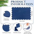 Mooliwe Scalloped Felt Bulletin Board 48 x 36 Inches Foldable Dark Blue Pin Cork Board Alternative for Wall, 4' x 3' Trifold Picture Vision Self Adhesive Bulletin Decorative