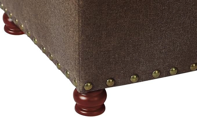 Decent Home 24'' Fabric Ottoman with Storage Rectangle Foot Rest Ottomans Stool for Living Room(Coffee)