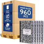 EPI 960 Pack (Pallet) Wide Ruled Composition Notebook Bulk, 200 pages (100 Sheets), 9-3/4 x 7-1/2, Black Marble, Bulk School Supplies, Heavy Duty, Durable Office Notebooks, Sturdy Sewn Binding