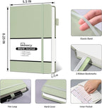 Annecy Blank Journal Notebook, Medium 5.5x 8.25, 160 Pages 100GSM Writing Paper, A5 Grey Green Faux Leather Cover with Pen Loop