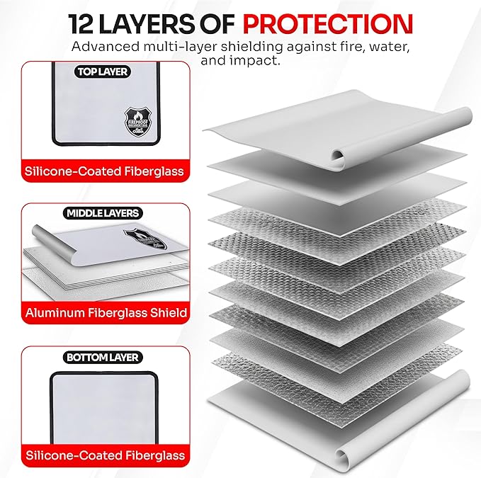 Mart Cobra Fireproof Document Bag with Zipper Fire and Waterproof Document Storage Fireproof Money Bag Cash Fire Proof for Important Home Documents Safe Accessories Paper Holder Pouch Envelope Travel