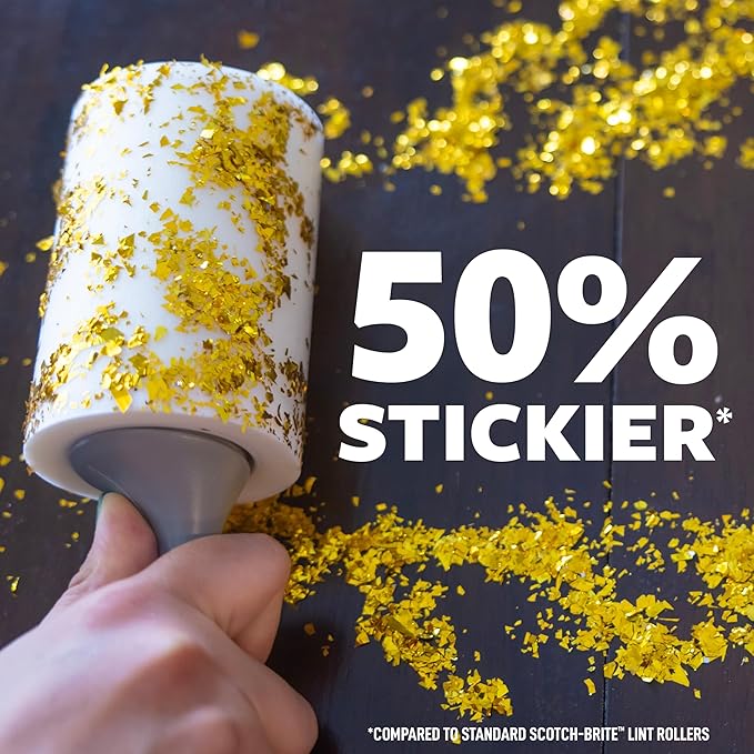 Scotch-Brite Extreme Clean Lint Rollers, 6 Rollers, 100 Sheets Per Roller, 600 Sheets Total, Reusable Lint Roller, Works Great on Pet Hair