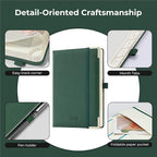 IN-luxpro Daily Planner 2026 with One Page Per Day,(A5-8.5" x 5.9"),12 Months Calendar Hourly Appointment Book Monthly Tabs & Self-adhesive Pen Holder,Inner Pocket, Vegan Leather Hardback,Green