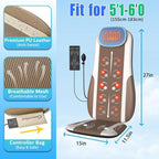 comrelax Shiatsu Back Massager with Heat, Massage Chair Pad Seat Cushion for Stress Relief, Deep Tissue Kneading & Roller, 2 Vibration Motors, Back Waist Hip Massager, PU Leather, with 2 Adapters