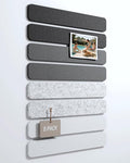 Fluxynara Cork Board Alternative Felt Strip Board 8-Pack 13"x2", Office Pin Board with 50 Push Pins, Adhesive Install for Bedroom Door & Home Office(Concrete Echo)