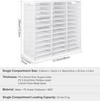 PAG-Mass Mail Sorter Adjustable Countertop Mail Holder, Heavy Duty Literature Organizer, Student Mailbox for Classroom, Desktop Bill Paper Organizer for Office Home School, 36 Compartments, White