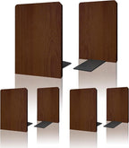 Brosisincorp Walnut Wood Book Ends for Shelves - Hand Polished Edges, Non-Skid Bookends for Heavy Duty Book Holders Office Desk Shelves Decorative Book Organizer, 6.69"H x 4.72"W x 3.94"L (3 Pairs)