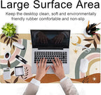 Boho Desk Mat, Abstract Retro Plant Large Mouse Pad, XXL Gaming Large Mousepad 31.5x15.7 in, Brown Grey Boho Aesthetic Desk Pad for Women Office Decor Laptop Keyboard Mouse Mat