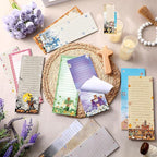 Eaasty 12 Pcs Seasonal Holiday Magnetic Notepads for Refrigerator Cross Monthly Magnetic Grocery List 9 x 3.5" Magnet Memo Pads 30 Sheet Per Pad Shopping to Do List for January to December