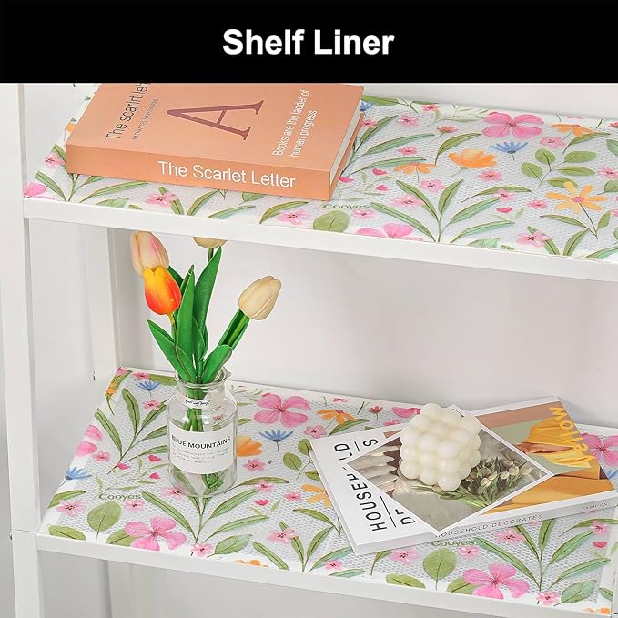 Cooyes Shelf Liner – Premium Non-Adhesive Cabinet & Drawer Liner for Kitchen – Waterproof Shelf Paper with Modern Pattern – Durable EVA Cabinet Mat – Easy to Cut （17.5" W x 360" L）