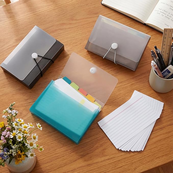 ForraFun 3 Set 3" x 5" Index Card Case Holds 100 Cards Includes Business Card/index Holder and 5 Tab Dividers Comes for Storing Recipe Cards Office School