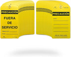 TRADESAFE Spanish Out of Service Tags, Fuera de Servicio - 30 Yellow Caution Sign with 30 Cable Ties, Durable 32 mil Vinyl, Caution Tags for Equipment Repair or Service, Accident Prevention