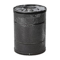 Zedfire 32 Gallon Perforated Waste Bin with Flat Lid, Steel Outdoor Heavy-Duty Commercial Trash Can, Round Recycle Container, Durable Garbage Can for Parks, Municipalities, Parking, Schools