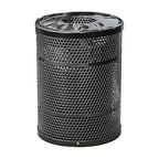 Zedfire 32 Gallon Perforated Waste Bin with Flat Lid, Steel Outdoor Heavy-Duty Commercial Trash Can, Round Recycle Container, Durable Garbage Can for Parks, Municipalities, Parking, Schools
