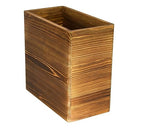 Owlgift Wooden Rustic Burnt Waste Basket Trash Bin, Rectangular Wastebaskets, Bathroom Garbage Can, Bedroom Trash Can, Dorm Recycle Bin, Office Trash Can Wooden Wastebasket Wooden Décor