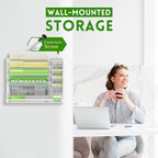 SUPEASY Wall File Organizer, 5-Tier office wall organizer with 4 Pen Holders, Wall Organizer for Office with R-shaped Bottom Tray, Metal Desk Organizer for Office, School, Home, White