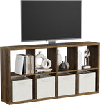 Jpiziso 8 Cube Storage Organizer, Cube Shelf with Heavy-Duty Thick Boards, 25.12" L x 9.37" W x 48.74" H, Smooth Easy-Clean Panels, Simple Assembly, for Living Room Bedroom Office, Brown