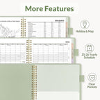 SUNEE 2026 Weekly & Monthly Planner 6.4"x8.5"- 12 Month (January 2026 - December 2026), Vegan Leather Cover, Pocket, Bookmark, Notes, Monthly Tab, Sage Green