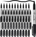 Thenshop 60 Pack Black Permanent Markers Bulk - Fine Point Permanent Marker Quick Drying Waterproof Pens for Doodling Writing Marking Classroom Work on Wood Metal Stone Glass, Office School Supplies