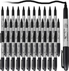 Thenshop 60 Pack Black Permanent Markers Bulk - Fine Point Permanent Marker Quick Drying Waterproof Pens for Doodling Writing Marking Classroom Work on Wood Metal Stone Glass, Office School Supplies