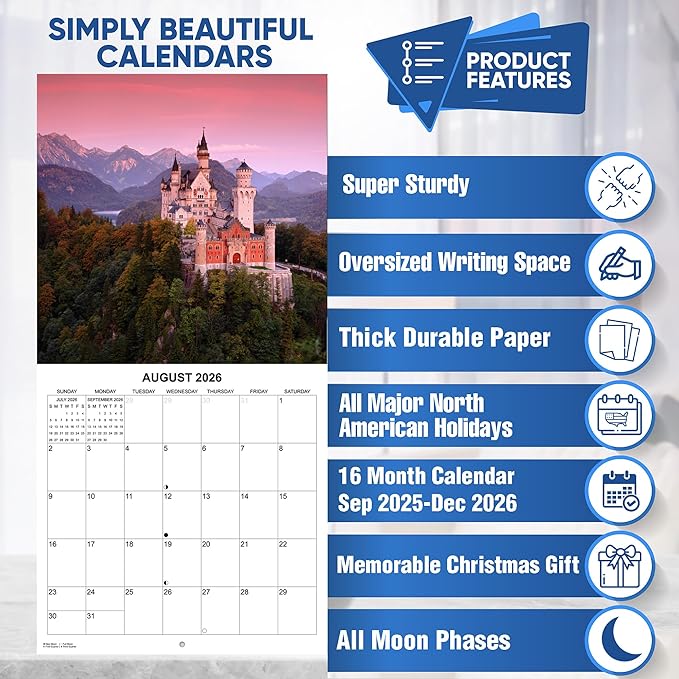 2026 Wonders of the World Landscapes Monthly Wall Calendar | Travel Calendar 2025-2026