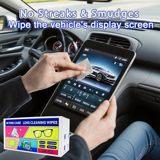 Pre-Moistened Lens Cleaning Wipes, Cleaning Wipes for Glasses, Computer & Laptops Screens, Smart Phones, Optical Lens, Goggles, and Watch Screen l Quick-Dry and Scratch-Free (Black)