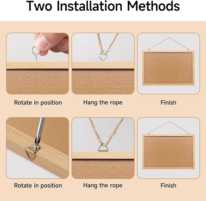 Yunihome Cork Bulletin Board, 48x31.5 Inches Hanging Cork Board Wooden Framed with Pins for Wall, Dorm Room, Office, Home Decor – Natural Cork & Black Frame