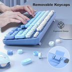 MOFII Wireless Keyboard and Mouse Combo, Full Size 2.4G Plug and Play Typewriter Retro Round Computer Keyboard and Mouse Set for Windows, Computer, Desktop, PC, Notebook - (Blue Gradient)